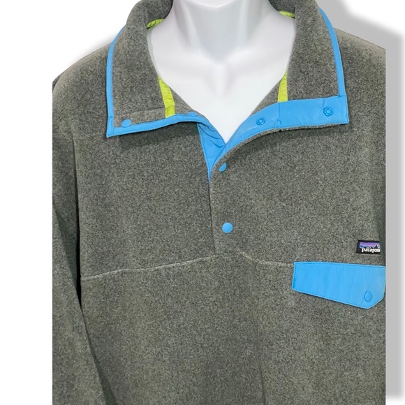 Patagonia Synchilla Snap T Fleece Lightweight Pullover Sweater Gray Blue Green - Picture 8 of 9